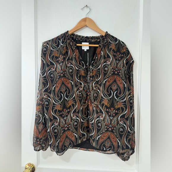 NET MISA LOS ANGELES
HELENA TOP - Paisley Print Blouse - Black and Brown - Picture 2 of 5